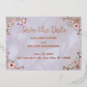 Vintage Lavender Peony Poil Enregistrer La Carte D (Recto)