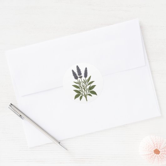 Vintage Lavender Sticker - round (Enveloppe)