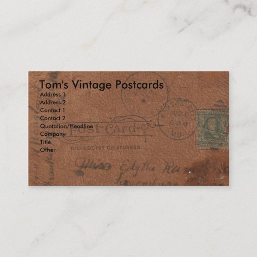 Vintage leder Briefkaart Visitekaartje (Voorkant)