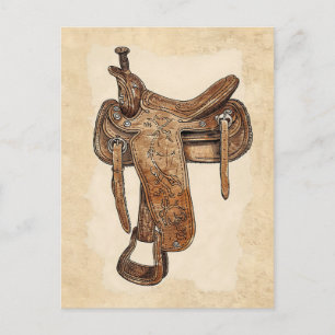 Vintage Lederen Zadel Wanddecoratie Briefkaart