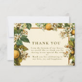 Vintage Lemon Blossom Botanical Wedding Bedankkaart (Voorkant)