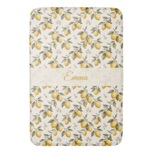 Vintage Lemon Blossom – Elegante Botanische Citroe Badmat