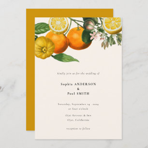 Vintage Lemon Citrus Botanical Wedding Kaart