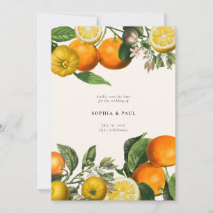 Vintage Lemon Citrus Botanical Wedding Save The Date