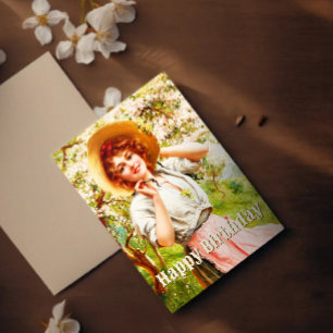 Vintage Lente Emile Vernon Bloemige Verjaardag Briefkaart