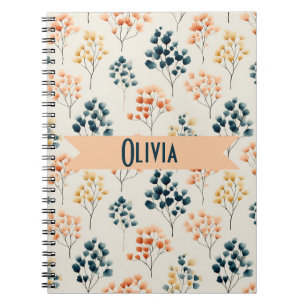 Vintage Lente Oranje en Groene Botanische Naam Notitieboek