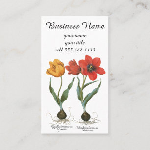 Vintage Lente Tulpen Bloemen door Basilius Besler Visitekaartje