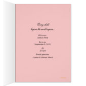 Vintage letterpress cigogne fille faire-part de na (Intérieur (Droit))