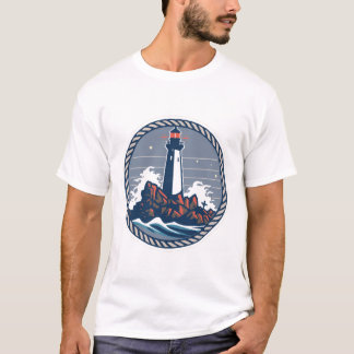 Vintage Leuchtturm-Emblem Mit Tauring T-shirt