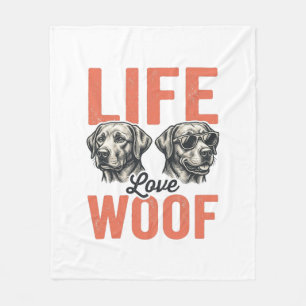 Vintage Leven Liefde Woef Hond Grafisch Ontwerp_1 Fleece Deken