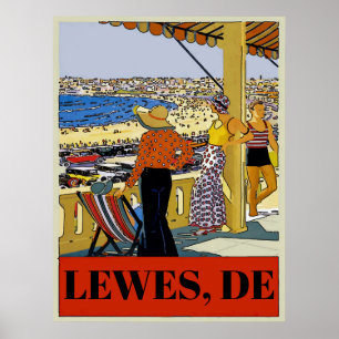 Vintage Lewes, DE, bewerk tekst, Poster