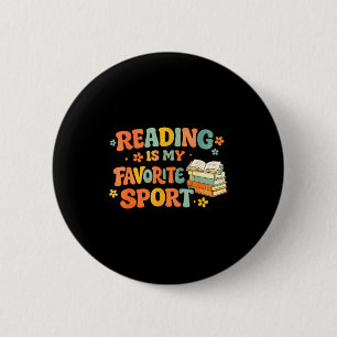 Vintage lezen is favoriete sport grappige boekenwu ronde button 5,7 cm