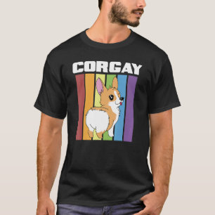 Vintage Lgbt Gay Pride Regenboog Vlag Corgi Corga T-shirt