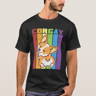 Vintage Lgbtq Gay Pride Regenboogvlag Corgi Corgay T-shirt