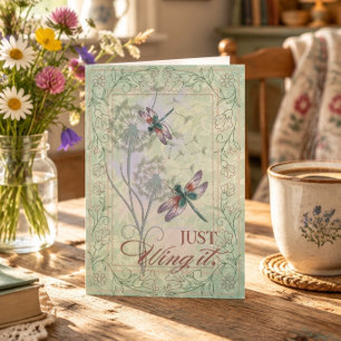 Vintage Libelle Gewoon Weten Inspirerend Kaart