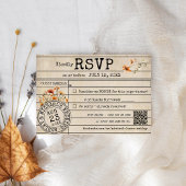 Vintage Library Card Books Fall Wedding RSVP Card