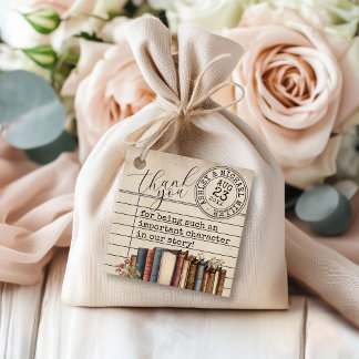 Vintage Library Card Books Wedding Thank You Bedankjes Labels
