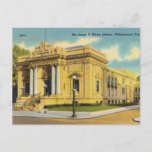 Vintage, Library, Williamsport, Pennsylvania Briefkaart (Voorkant)