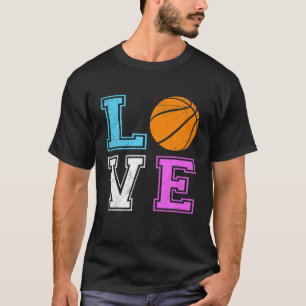 Vintage Liefde Basketbal Team Fan Basketbal Liefhe T-shirt