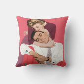 Vintage Liefde en Romantiek, Jonggehuwden in Roze Kussen (Achterkant)