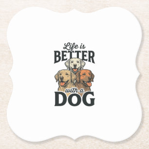 Vintage Life Is Better Met Een Hond Vector Design_ Kartonnen Onderzetters