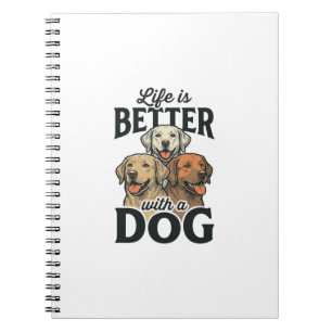 Vintage Life Is Better Met Een Hond Vector Design_ Notitieboek