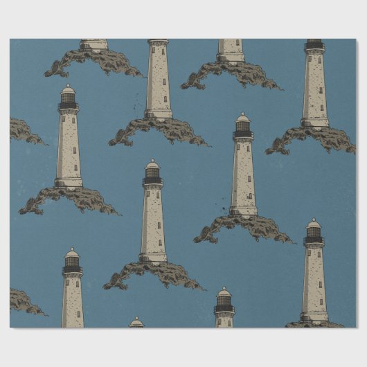 Vintage lighthouse pattern cadeaupapier (Vlak)