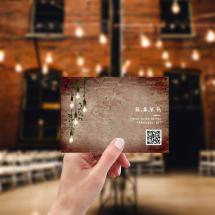 Vintage Lights Industrial Wedding QR RSVP-kaart RSVP Kaartje