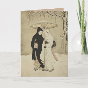 Vintage ligt onder een Umbrella Feestdagen Kaart