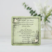vintage lijst groene en zwarte florale kaart (Staand voorkant)