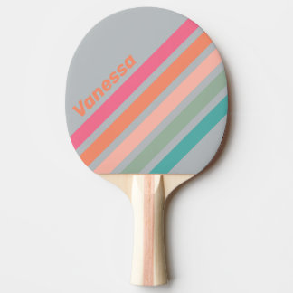 Vintage Lila Charme Schuine Strepen met Naam Tafeltennisbatje