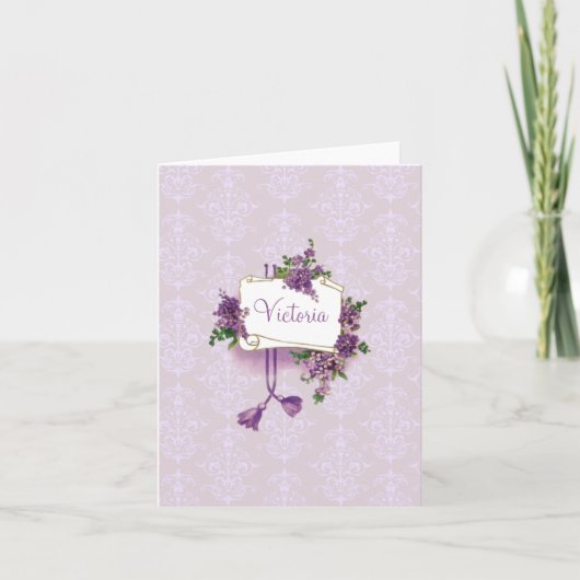Vintage Lilacs Personalized Note Card Notitiekaartje (Voorkant)