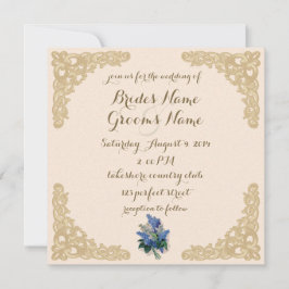 Vintage Lilacs Wedding Invitation Kaart