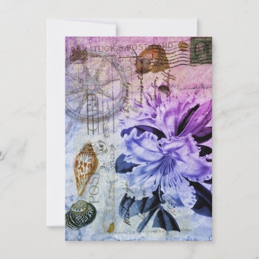 vintage lily floral strand bruiloft vrijgezellenfe kaart (Voorkant)