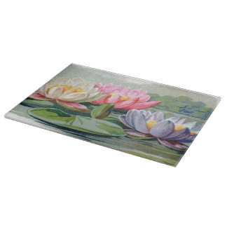 Vintage Lily Pad Pond Lilies Floral Snijplank