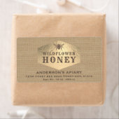 Vintage lin or bee miel pot étiquette (En situation)