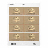 Vintage lin or bee miel pot étiquette (Feuille entière)