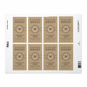 Vintage lin rustique bee miel pot étiquette (Feuille entière)