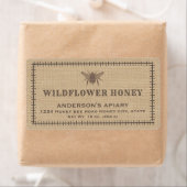 Vintage lin rustique bee miel pot étiquette (En situation)