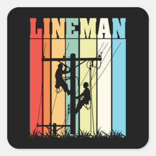 Vintage Lineman Retro Elektricien Cadeau Idee Vierkante Sticker