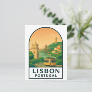 Vintage Lissabon Portugal Reisposter – Retro Briefkaart