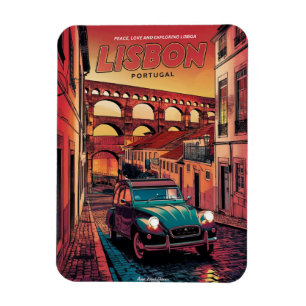 Vintage Lissabon Portugal stripboeken stijl gesche Magneet