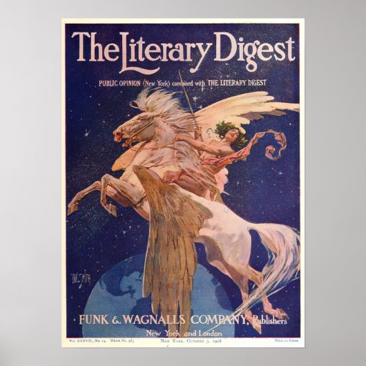 Vintage Literary Digest Poster 1908, Pegasus (Voorkant)
