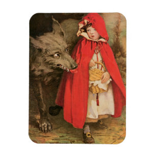 Vintage Little Red Riding Hood and Big Bad Wolf Magneet