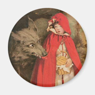 Vintage Little Red Riding Hood and Big Bad Wolf Magneet
