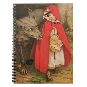 Vintage Little Red Riding Hood and Big Bad Wolf Notitieboek