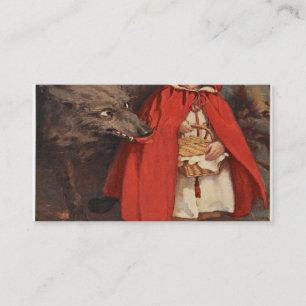Vintage Little Red Riding Hood and Big Bad Wolf Visitekaartje