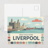 Vintage Liverpool Postcard | Greetings from Briefkaart (Voorkant / Achterkant)
