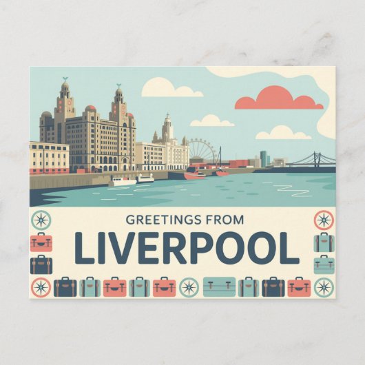 Vintage Liverpool Postcard | Greetings from Briefkaart (Voorkant)