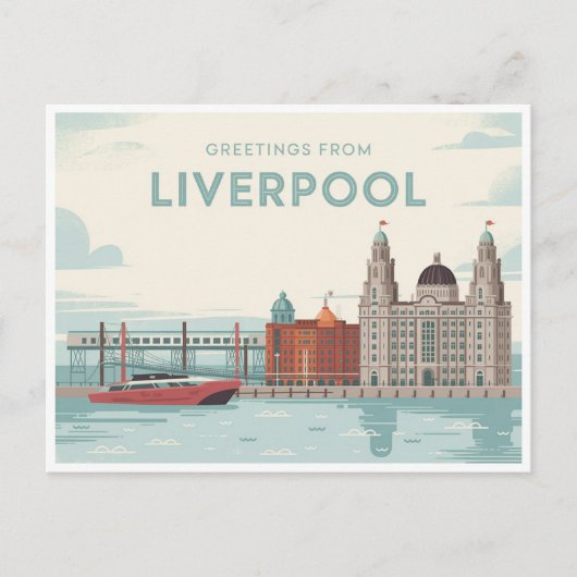 Vintage Liverpool Postcard | Greetings from Briefkaart (Voorkant)